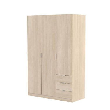 Cairo Oak Effect Compact 3 Door 3 Drawer Space-Saving Wardrobe LCX323R - UK Luxury Furniture